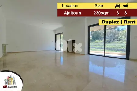 Ajaltoun 230m2 | Duplex | Brand New | Rent | Well Lighted | KH |