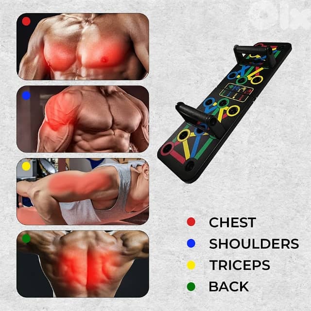 Foldable Push Up Board, Color-Coded Fitness Board, Full Body Workout 1