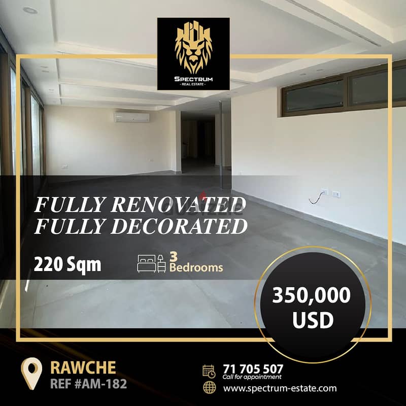 FULLY DECORATED IN RAWCHE PRIME + TERRACE (220SQ) 3 BEDROOMS (AM-182) 0