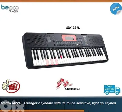 Medeli M221L Arranger Keyboard with touch sensitive,light up keybed