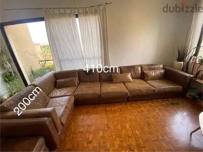 Brown leather sofa
