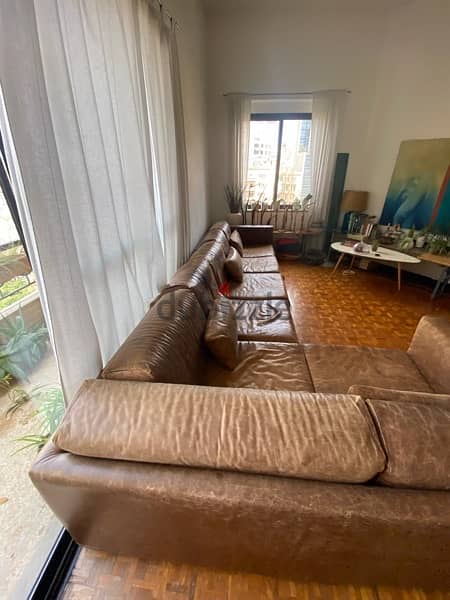 Brown leather sofa 2