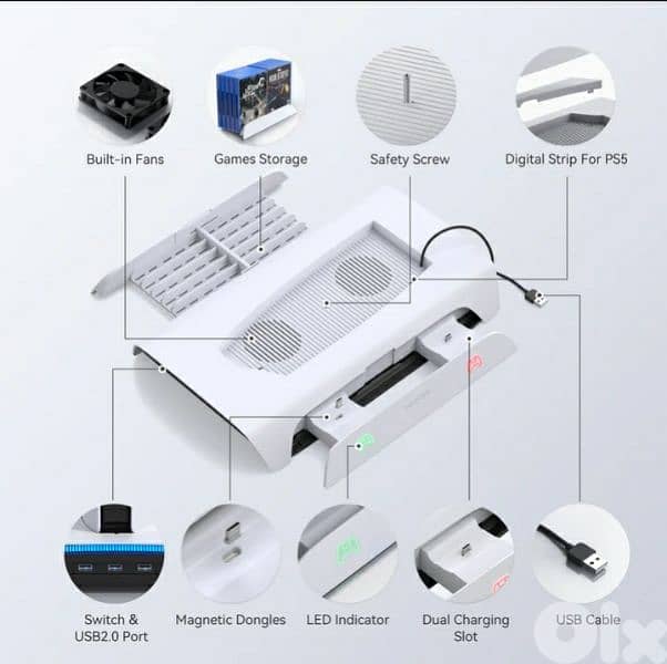 KIWIHOME PS5 Cooling & charging station with RGB lights /4$ delivery 8