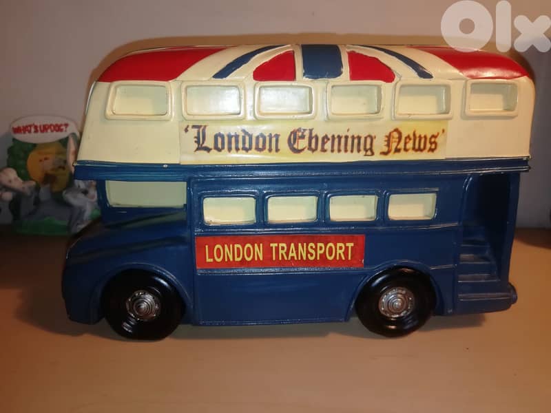 Retro style decorative London bus ceramic money bank 21cm 0