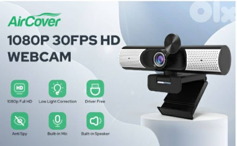 AIRCOVER 1080P Webcam with Stereo Mic, Speaker/4$ delivery 6