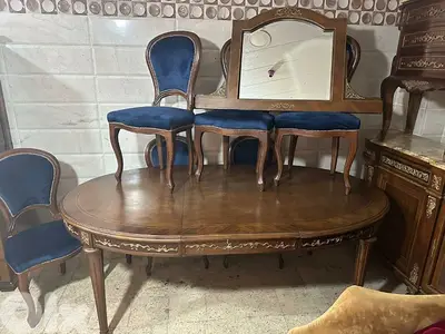 اوضة سفرة مصرية خشب زان مرصعة نحاس