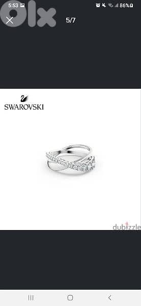 double aĺliance ring size 18.19 original swarovski 3
