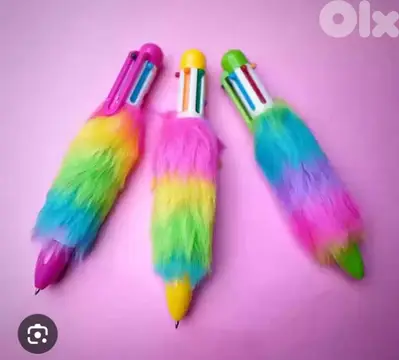 fluffy rainbow pen