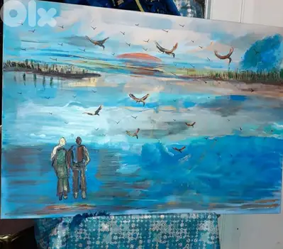 رسم زيتي على القماش  يدويه