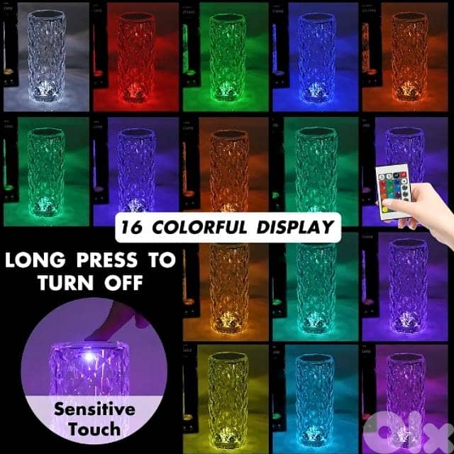 Crystal Diamond Table Lamp, Transparent 3-Color Aura/RGB 2