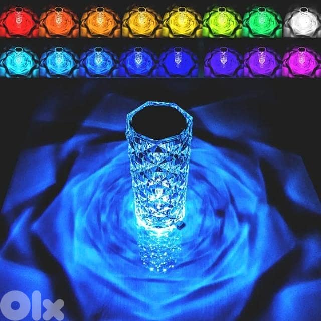 Crystal Diamond Table Lamp, Transparent 3-Color Aura/RGB 4