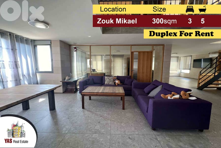 Zouk Mikael 300m2 | Terrace | Duplex for Rent | Calm Street |Modern|EH 0