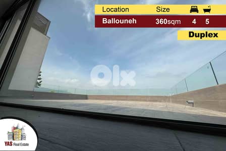 Ballouneh 360m2 Duplex | High-Ed | New | Prime Location | View |AC |