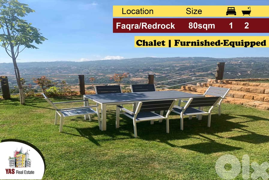 Faqra/Redrock 80m2 | 140m2 Garden | Furnished/Equipped Chalet | View|D 0