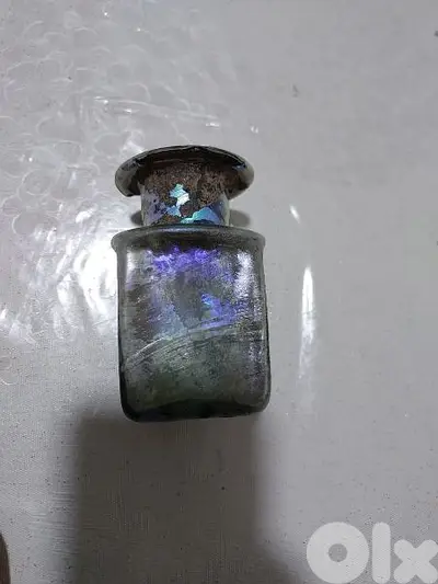 Ancient Roman Empire 3rd century deep cobalt  Blue glass Flask 15 cm