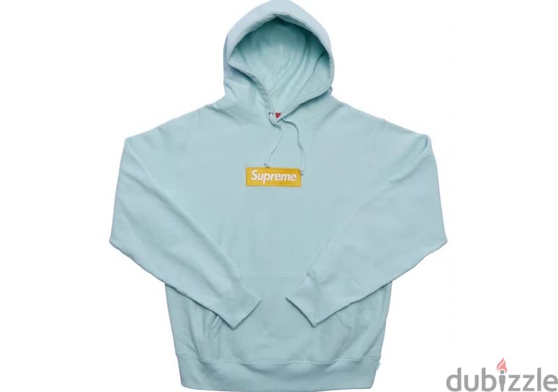 authentic supreme box logo blue hoodie 0