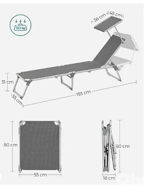 SONGMICS sunbed for camping, garden or beach  (Original)/4$ delivery 2