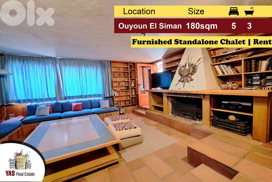Ouyoun El Siman 180m2 | Standalone Furnished Chalet | Rent | Modern|DA 0