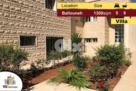 Ballouneh 1300m2 Villa | 1200m2 Land | Private Street | Super Luxury