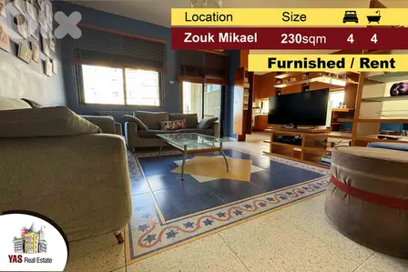 Zouk Mikael 230m2 | Furnished | European Style | Rent | Decorated|EL |