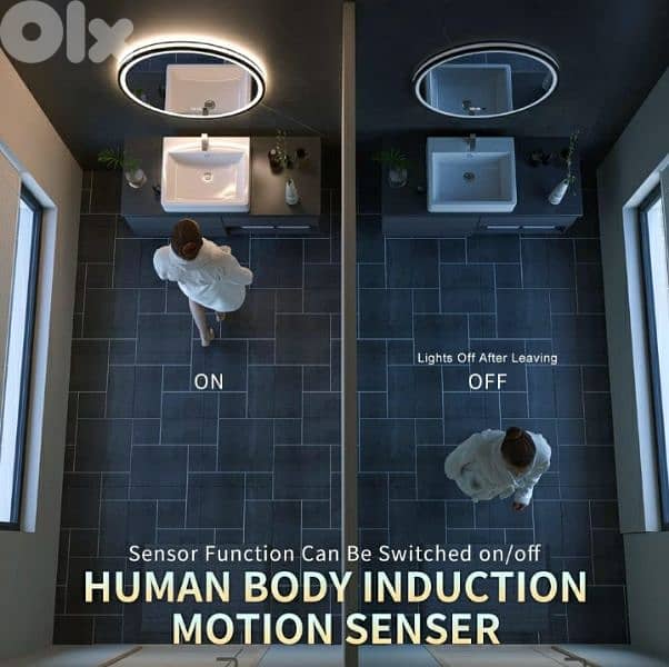 GANPE LED Sensor Mirror, Round Human Body Induction /4$ delivery 4