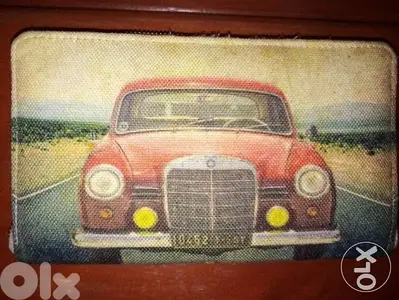 vintage ladies handbag red old mercedes 10452 plate num never used