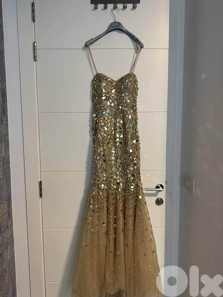 wedding dress strapless iridescent stone, sequin mermaid cut 0