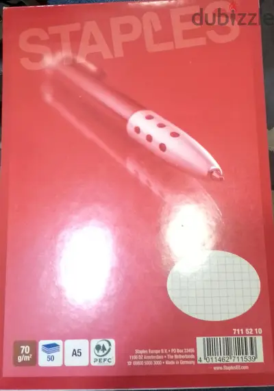 STAPLES A5 NOTEBOOK 50 SHEETS