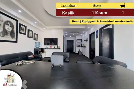 Kaslik 110m2 | Equipped Music Studio | Rent | Decorated | IV CH |