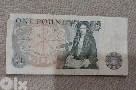Isaac Newton Memorial English One Pound Banknote of United Kingdom