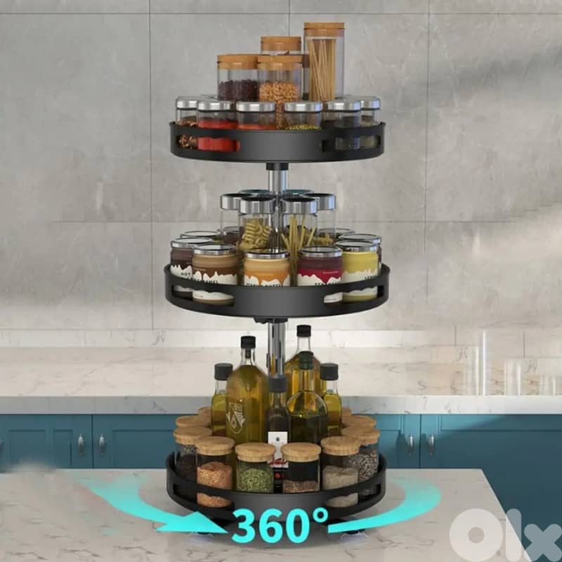 Rotating Spice Stand, 3-Layer Seasoning Organizer, 360° Trays ستاند 1
