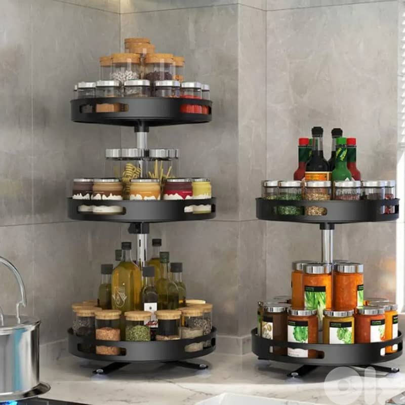 Rotating Spice Stand, 3-Layer Seasoning Organizer, 360° Trays ستاند 3