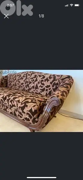 sofa wood and velvet