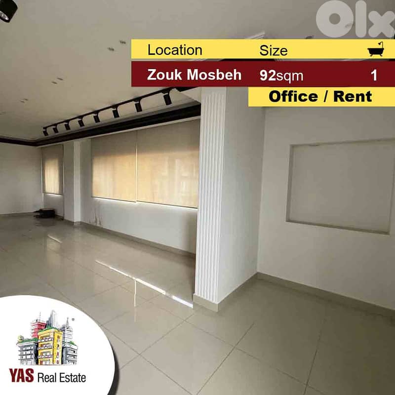 Zouk Mosbeh 92m2 | office | Rent | Upgraded | Prime Location | MY | 0