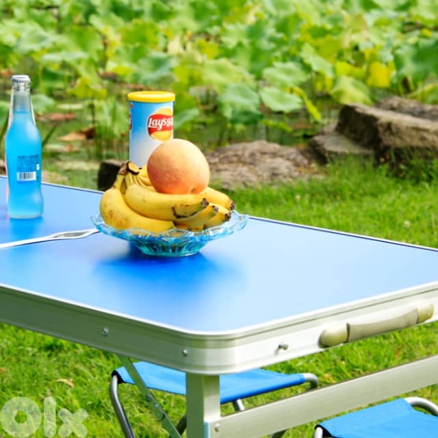 Picnic Table Set, Height-Adjustable Camping Table with 4 Chairs طاولة 2
