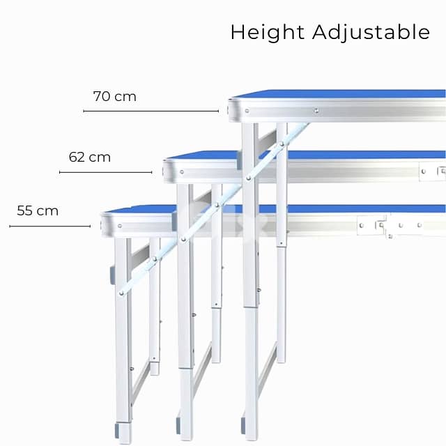Picnic Table Set, Height-Adjustable Camping Table with 4 Chairs طاولة 3
