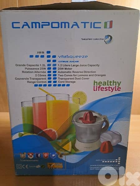 Campomatic citrus juicer 25 watts, 1.2 litres NEW 9