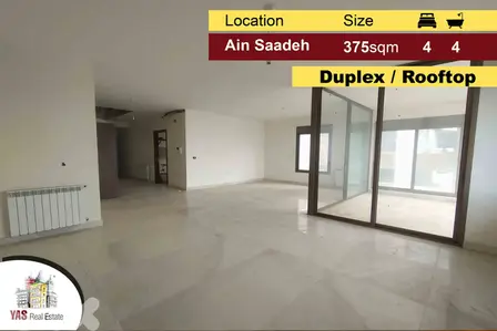 Ain Saadeh 375m2 | 178m2 rooftop | Luxury Duplex | Sea View | AA |
