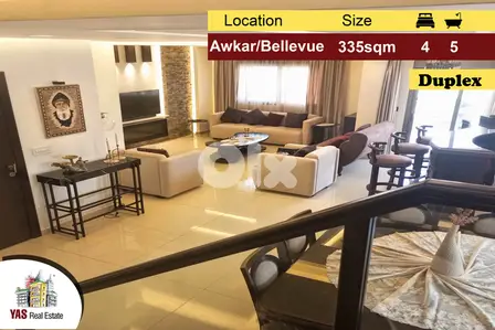 Awkar/Bellevue 335m2 | 120m2 Terrace | Luxury | Decorated | View | PA