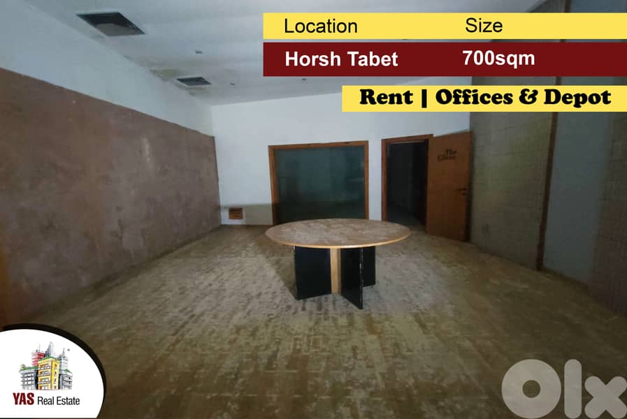 Horsh Tabet 700m2 | Depot & offices | Rent | Prime Location | AA | 0
