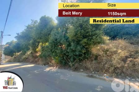 Beit Mery 1150m2 | Residential Land | zone 35 | Calm Area | AA |