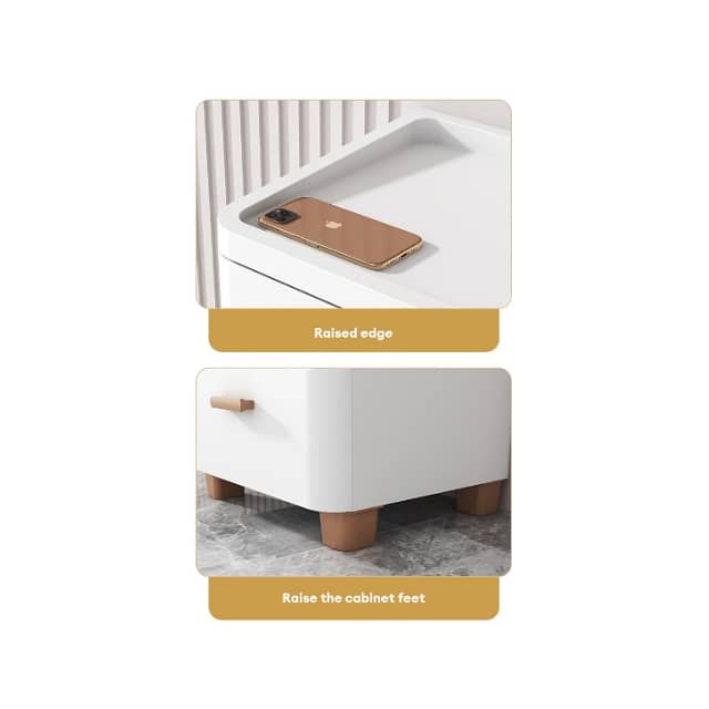 Chest Drawer Case, 5-Door Storage Cupboard, Movable White Cabinet 4