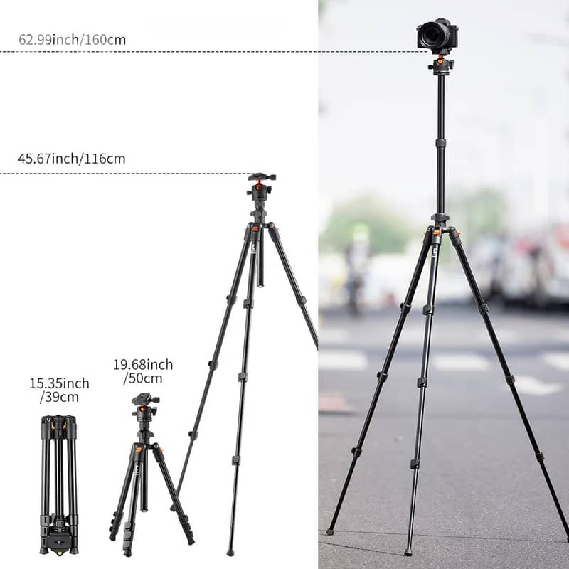 K&F Lightweight BI234M Tripod with Ball HeadOR Video Head 2