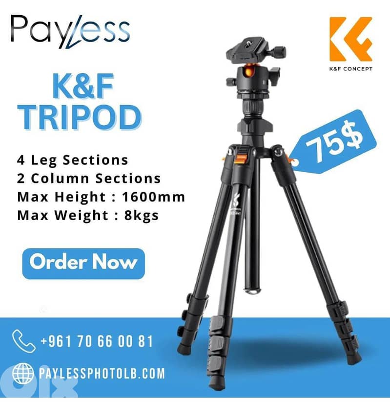 K&F Lightweight BI234M Tripod with Ball HeadOR Video Head 4