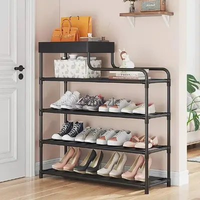 4-Layer Shoe Organizer with Top Storage Box 4-Layer Shoe Organizer with Top Storage Box