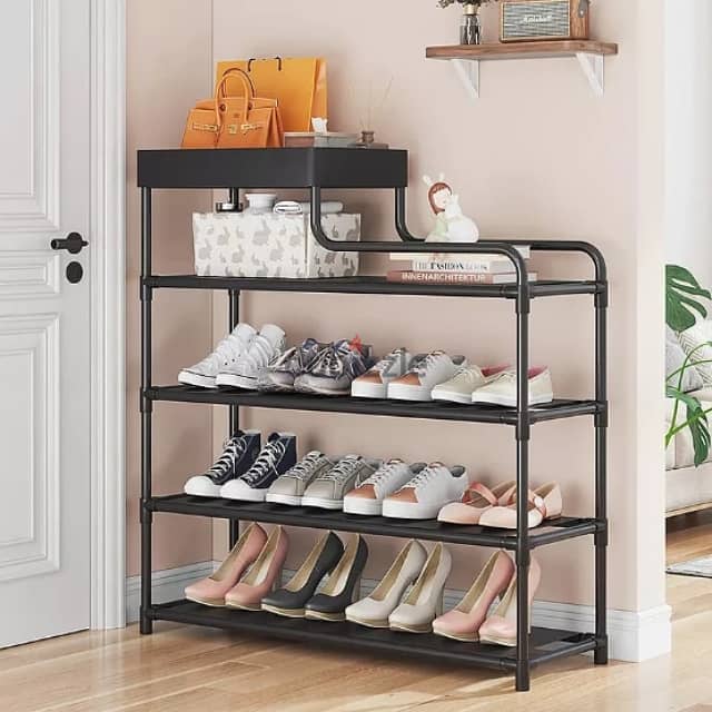 4-Layer Shoe Organizer with Top Storage Box 0