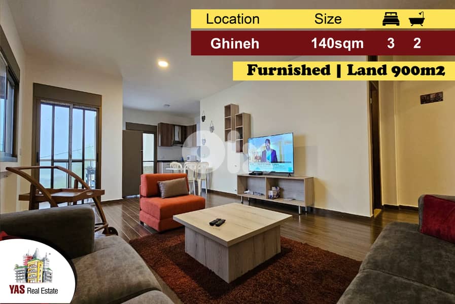 Ghineh 900m2 LAND | Apartment 140m2 Furnished | Quiet Area | AC | 0