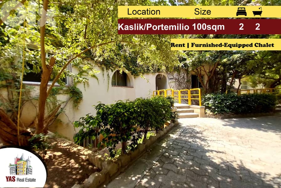 Kaslik/Portemilio 100m2 | Chalet for Rent | Furnished-Equipped | IV | 0