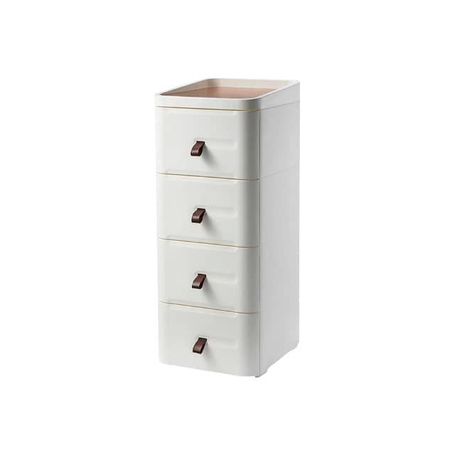 Japanese Bedside Table – White Nightstand, 4 Stackable Drawers 7