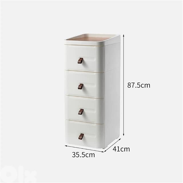 Japanese Bedside Table – White Nightstand, 4 Stackable Drawers 8
